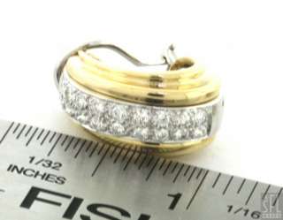 HEAVY 18K 2 TONE GOLD ELEGANT 1.44CT VS1/F DIAMOND SHRIMP EARRINGS 