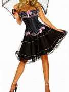 Burlesque/Moulin Rouge Corset & Skirt Fancy Dress Outfit / Costume 