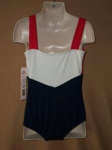 Ballet Jazz Tap Dance Gymnastic Leotard Body Wrappers Red White Blue 