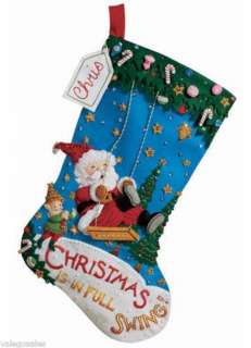  Felt Emboidery Applique Kit 18 Stocking ~ CHRISTMAS SWING #86185 Sale