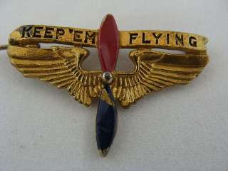Original US WWII Keepem Flying Homefront Painted Pin  