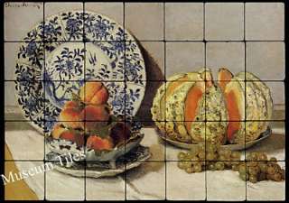 28x20 Monet Still Life with Melon Art Tiles for Kitchen  
