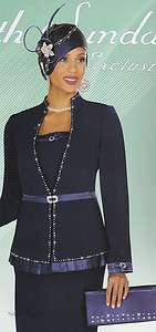 Fifth Sunday 52561 Navy Blue Mother of Bride Church Dress Skirt Suit 