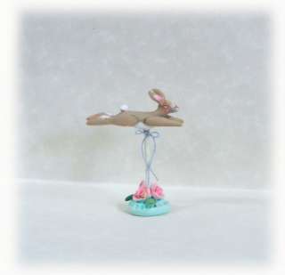 MINIATURE Clay OOAK Doll Bunny Rabbit Cottontail Easter Rose Primitive 