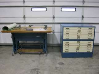   Adjustable Wood Top Drafting Table with Blueprint Cabinets 60 x 40