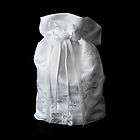 White or Ivory Satin Floral Embroidered Bridal Purse Money Bag