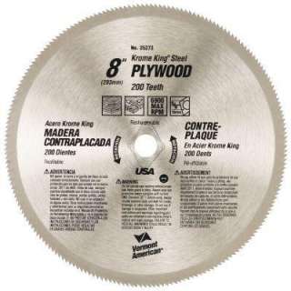 Vermont American 8 In. /150T Krome King Plywood/paneling Blade 25273 