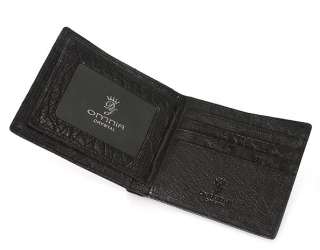 Mens OMNIA Genuine Ostrich Skin Leather Bifold Wallet Black C1090US 