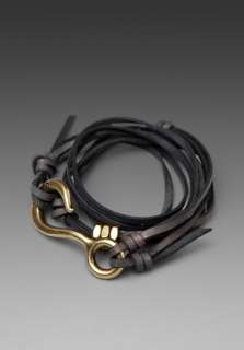 GILES & BROTHER Hook Leather Bracelet in Grey/Brass at Revolve 