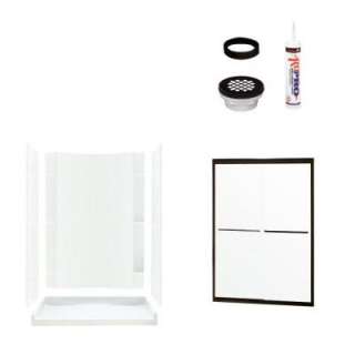   in. x 36 in. x 77 in. Shower Kit in White with Oil Rubbed Bronze Trim