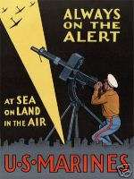 WWII USMC Poster   U.S. Marines, Land : Sea : Air  