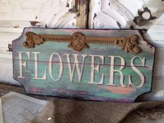 Paris Flower Shop Wooden Sign Shabby Cottage Chic Wall Art  