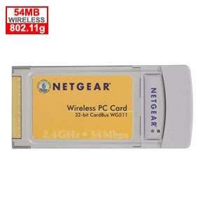 Netgear WG511 PCMCIA Wireless Network Adapter   54Mbps, 802.11g at 