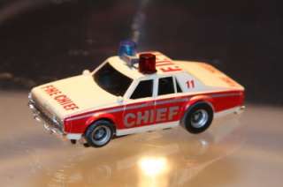 Aurora AFX Slot Car, Chevy Pursuit Fire Chief, Red/White #FD 11  