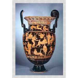 Bild mit Rahmen: Griechische Vasenmalerei, Geburt des Dionysos 