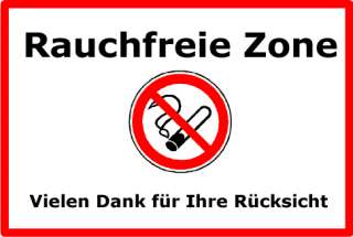 Nichtraucher Schild Hinweisschild Rauchfreie Zone  