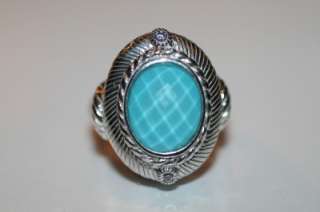D38 JUDITH RIPKA 925 Sterling Turquoise Doublet Ring Size 6  