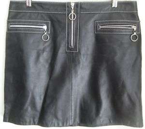 Michael Kors Womens Skirt Sz 10 Genuine Leather Black  