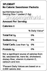 SPLENDA No Calorie Sweetener UP to 800 x 1g Packets 722776200100 