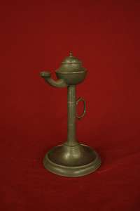 Circa Early 1820s Tall Pewter Whale Oil Lamp  