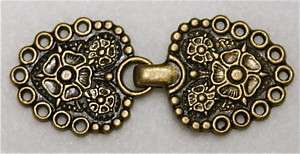 Metal Ornate Flower Covered 2 1/2 Antique Gold Clasp  