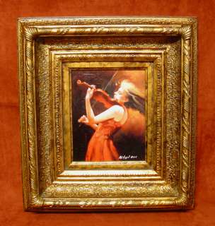Music, Woman play violin,18x20,Framed Painting,20M1  