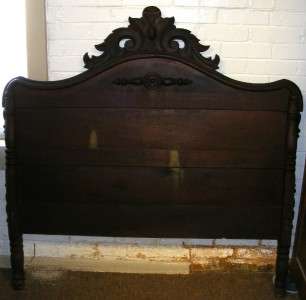 Antique Wooden BED Headboard & Footboard w/ Rails  