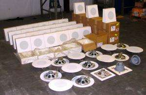 Lot of 65 Loud Speakers, Wall and Ceiling Mounted, Rauland, Atlas 