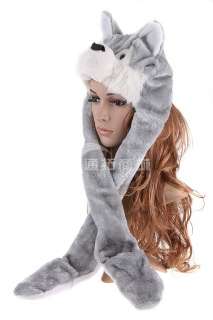 HOT SELL! Grey Wolf Fancy Dress Costume Hat Cap Gloves  