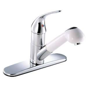   145672 Single Handle Kitchen Faucet with Pull Out Spray Chrome/White