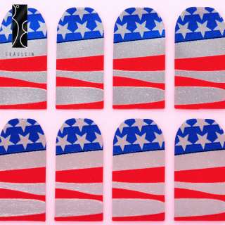 16 sticker foil autocollant ongles gel tip 8size drapeau americain USA 