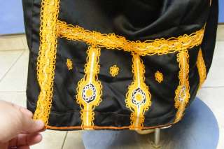 Vintage Hand Stitched Middle East Arabic Islamic Black Orange Abaya 