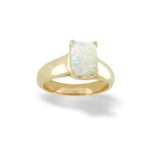    14K Yellow or White Gold Emerald Cut Opal Ring Size 6 Jewelry