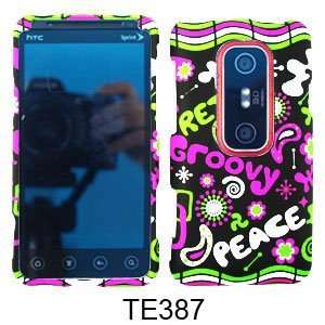  CELL PHONE CASE COVER FOR HTC EVO 3D RETRO GROOVY PEACE ON 