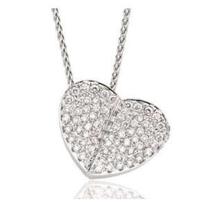    14k White Gold Pebble 2/3 Carat Diamond Heart Necklace Jewelry