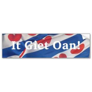 It Giet Oan Bumper Sicker Fryslan Flag Bumper Sticker  