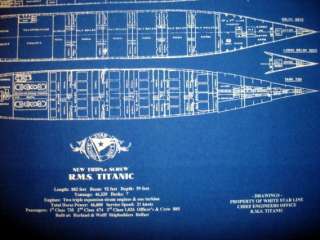 RMS TITANIC 1912 White Star Blueprint Plan 21x34 Huge   