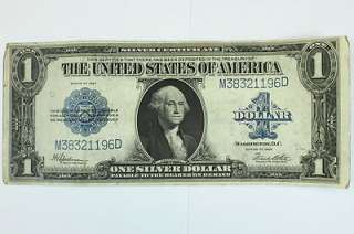 1923 One Dollar $1 Bill Blue Seal Silver Certificate Large Note F 237 
