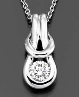 Everlon Diamond Necklace, 14k White Gold Diamond Knot Pendant (1/4 ct 