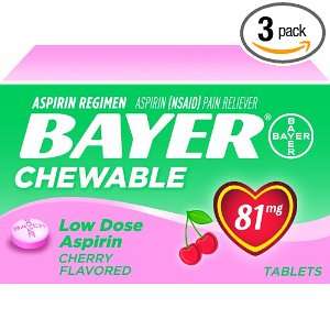   Chewable Low Dose Baby Aspirin Cherry 81 Mg 36 Count (Pack of 3