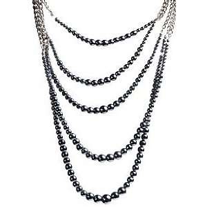  Five Strand Pearl with Chain Trendy Necklace Jewelry