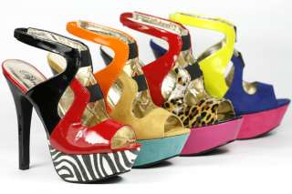   Black Cheetah High Heel Slingback Platform Dress Sandal 7.5 us  