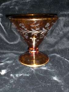 Amber Depression Glass Cone Shaped Footed Compote  