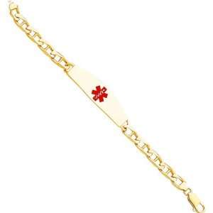    14K Gold Enamel Medical Anchor Chain ID Bracelet 8 Jewelry