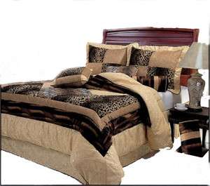   Brown Leopard Print Patchwork Comforter Set/ Bed in a bag  