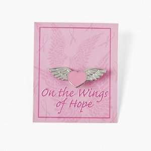 Pink Ribbon Angel Wings Pins On Cards   Invitations & Stationery 