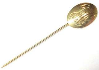 Antique, Vintage 14KT Solid Yellow Gold Hat Pin; Initials JMP  