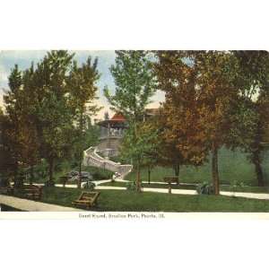 1915 Vintage Postcard   Band Stand in Bradley Park   Peoria Illinois