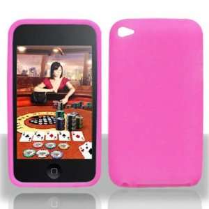 Apple Ipod Touch 4th Gen Cell Phone Trans. Hot Pink Silicon Skin Case 