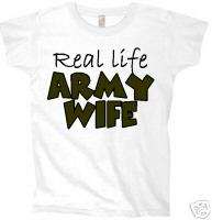 Real Life ARMY Navy Military WIFE custom womens t shirt  